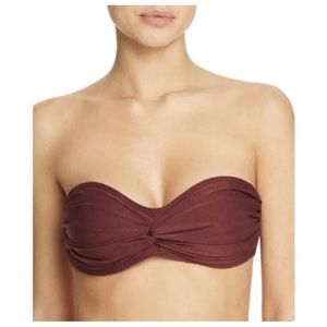NWT $80 KATE SPADE NORDSTROM *ISLA VISTA* MAROON BANDEAU HALTER BIKINI TOP L XL